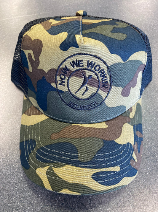Now We Workin’ Camo Trucker Cap
